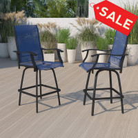 Flash Furniture 2-ET-SWVLPTO-30-NV-GG Outdoor Stool - 30 inch Patio Bar Stool / Garden Chair, Navy (Set of 2)